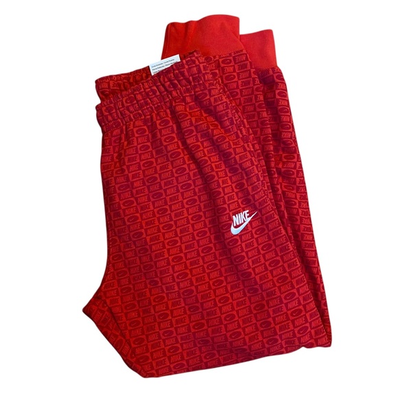 NEW Nike Sportswear Club Fleece Monogram Sweatpants Red Mens Size M - Picture 1 of 11